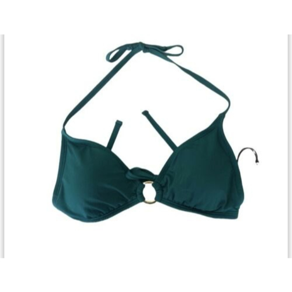 Shade & Shore Gold Ring Front Jungle Green Triangle Bikini Top Women’s Medium